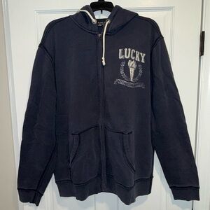 Men’s Lucky Brand XL Navy Blue Zipper Sweatshirt Used in good condition